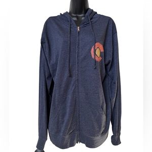 Colorado zip up hooded blue sweatshirt, unisex M, soft lightweight